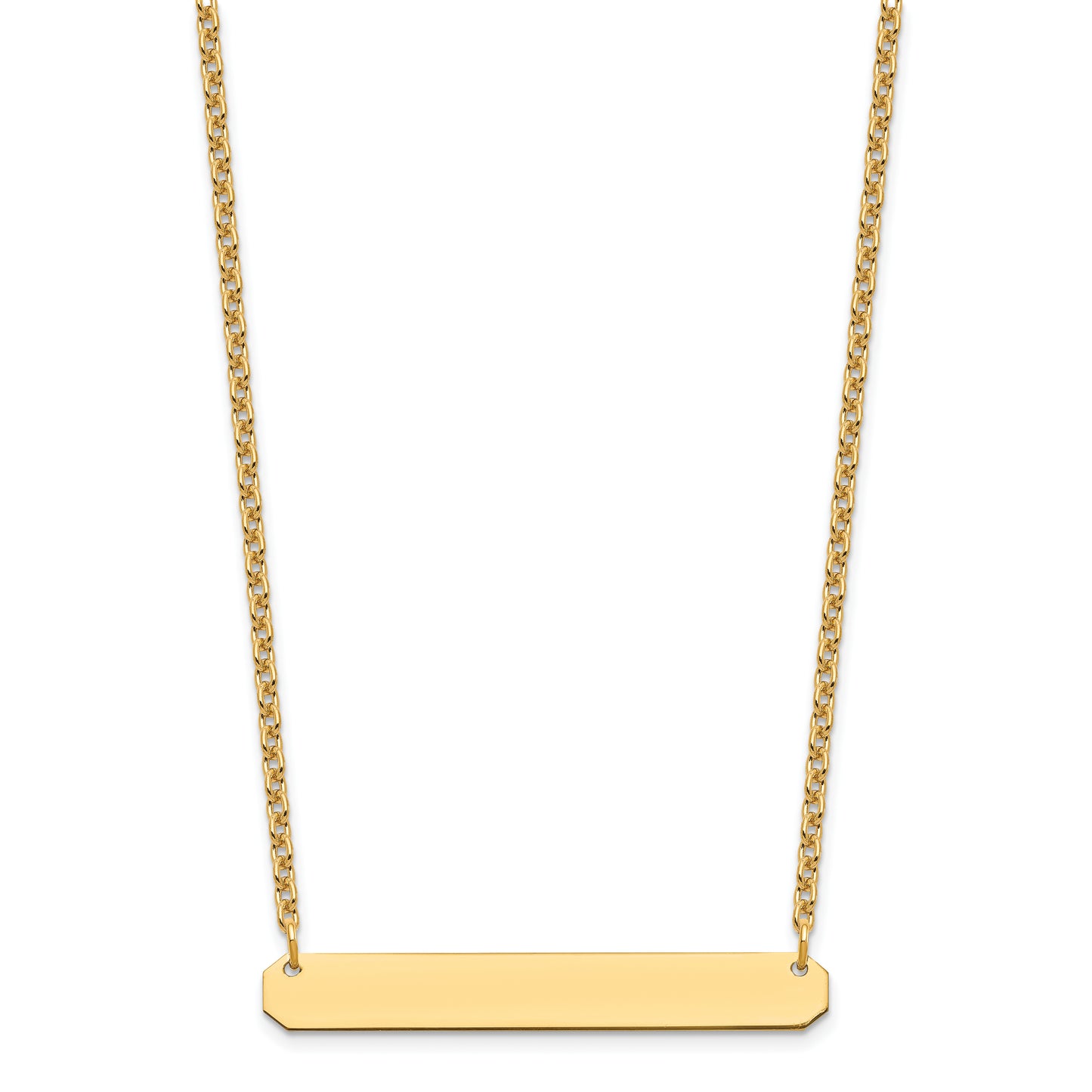 Sterling Silver Gold Plated Medium Polished Blank Bar Necklace
