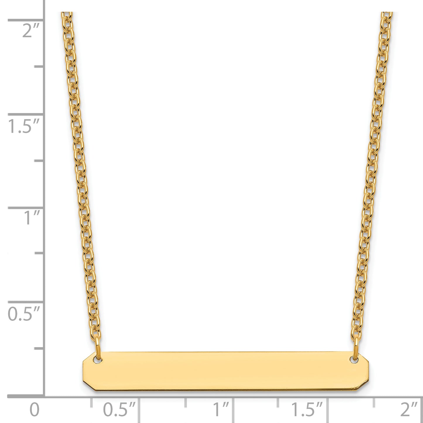 Sterling Silver Gold Plated Medium Polished Blank Bar Necklace