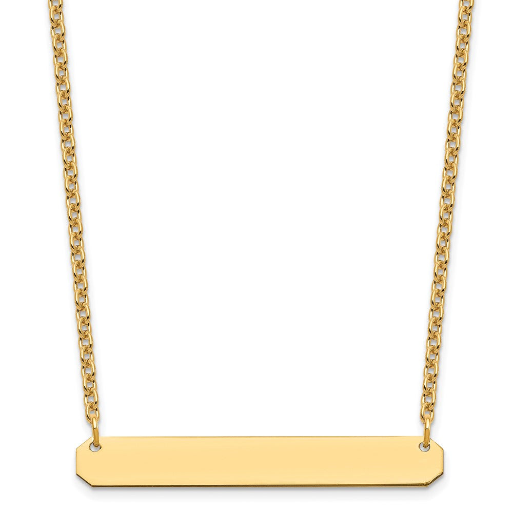 Sterling Silver Gold Plated Medium Polished Blank Bar Necklace