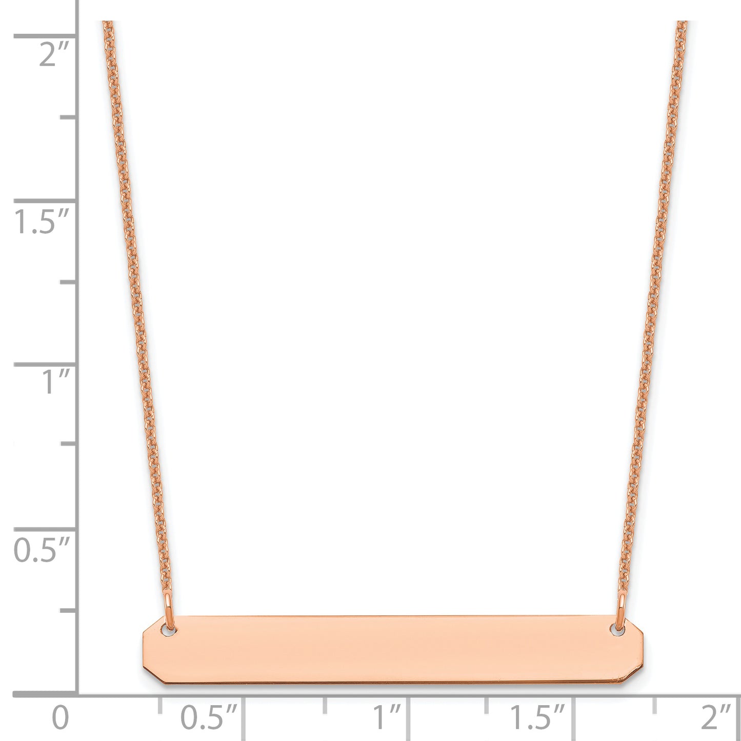 14K Rose Gold Medium Polished Blank Bar Necklace