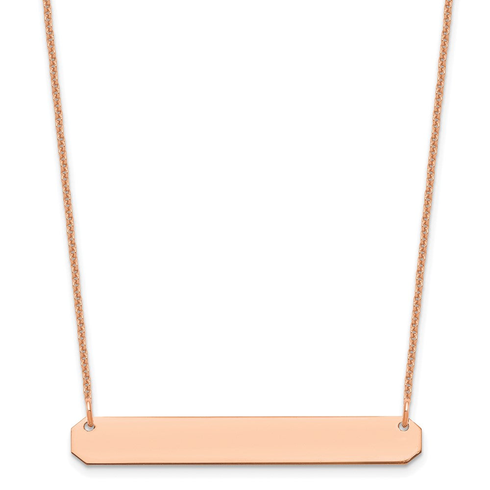 14K Rose Gold Medium Polished Blank Bar Necklace