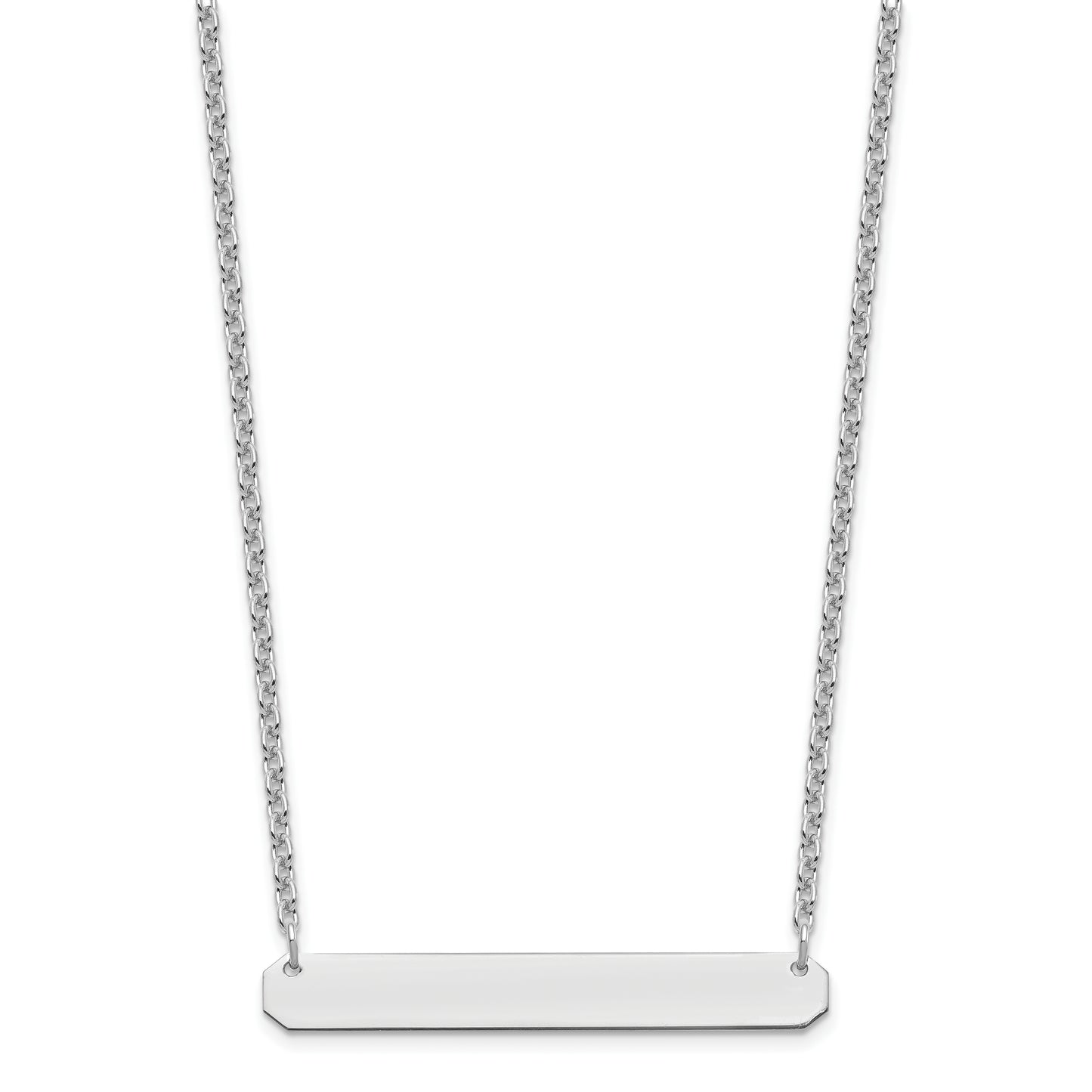 Sterling Silver Rhodium plated Medium Polished Blank Bar Necklace