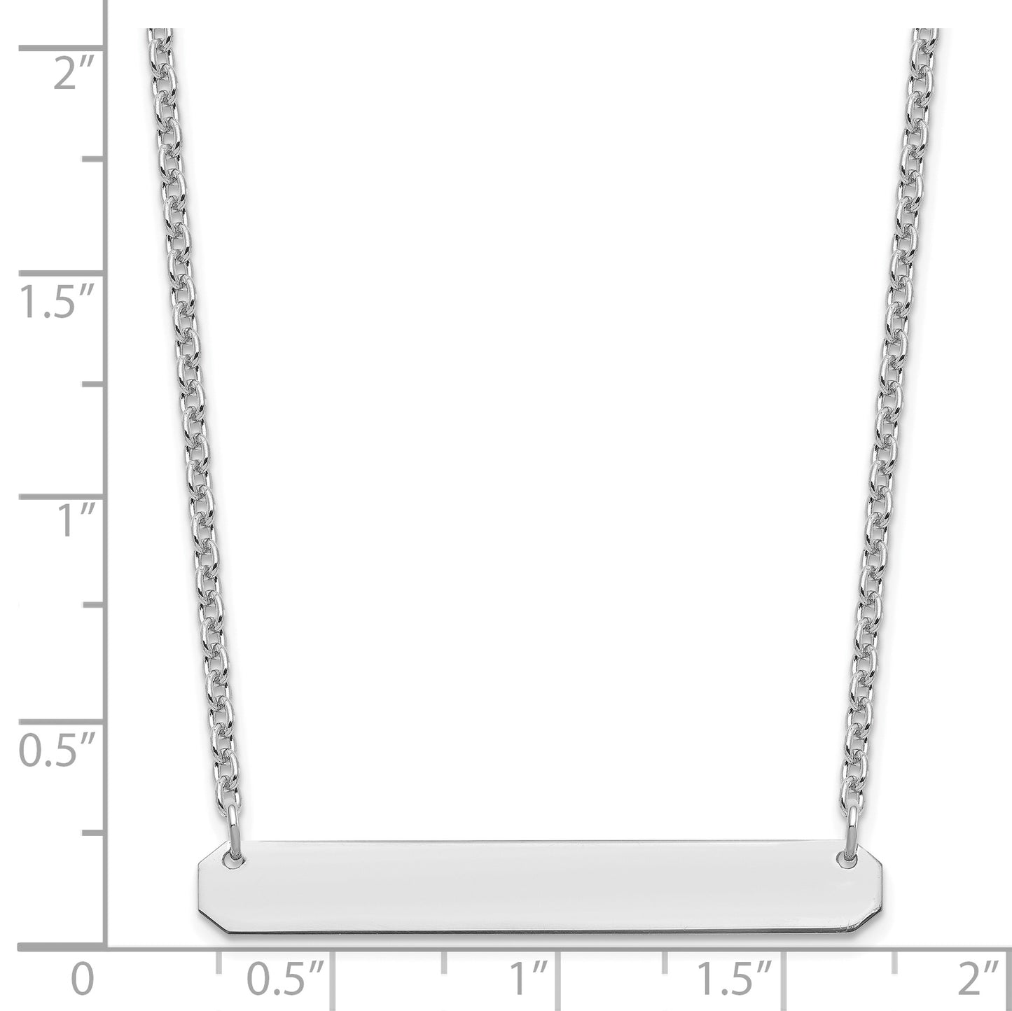Sterling Silver Rhodium plated Medium Polished Blank Bar Necklace