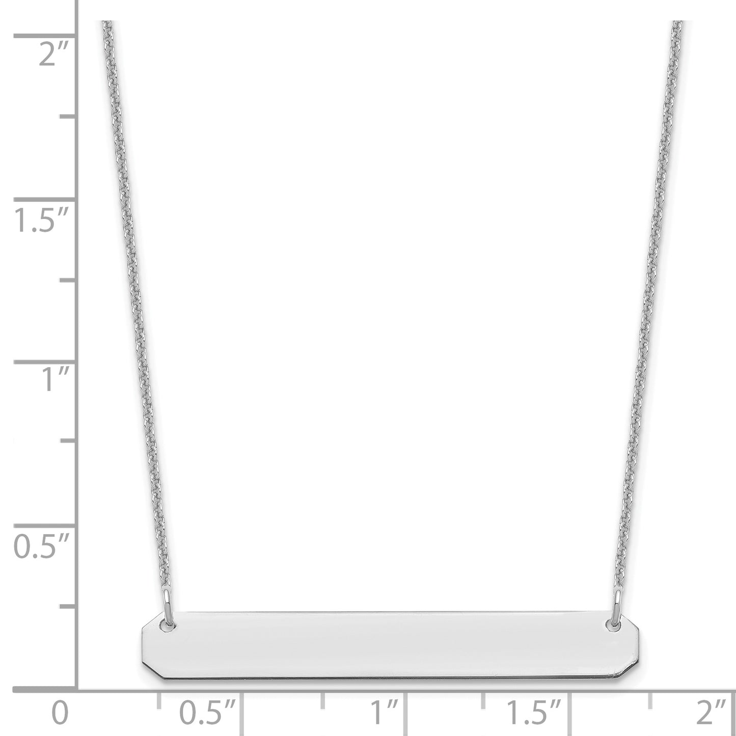 14K White Gold Medium Polished Blank Bar Necklace