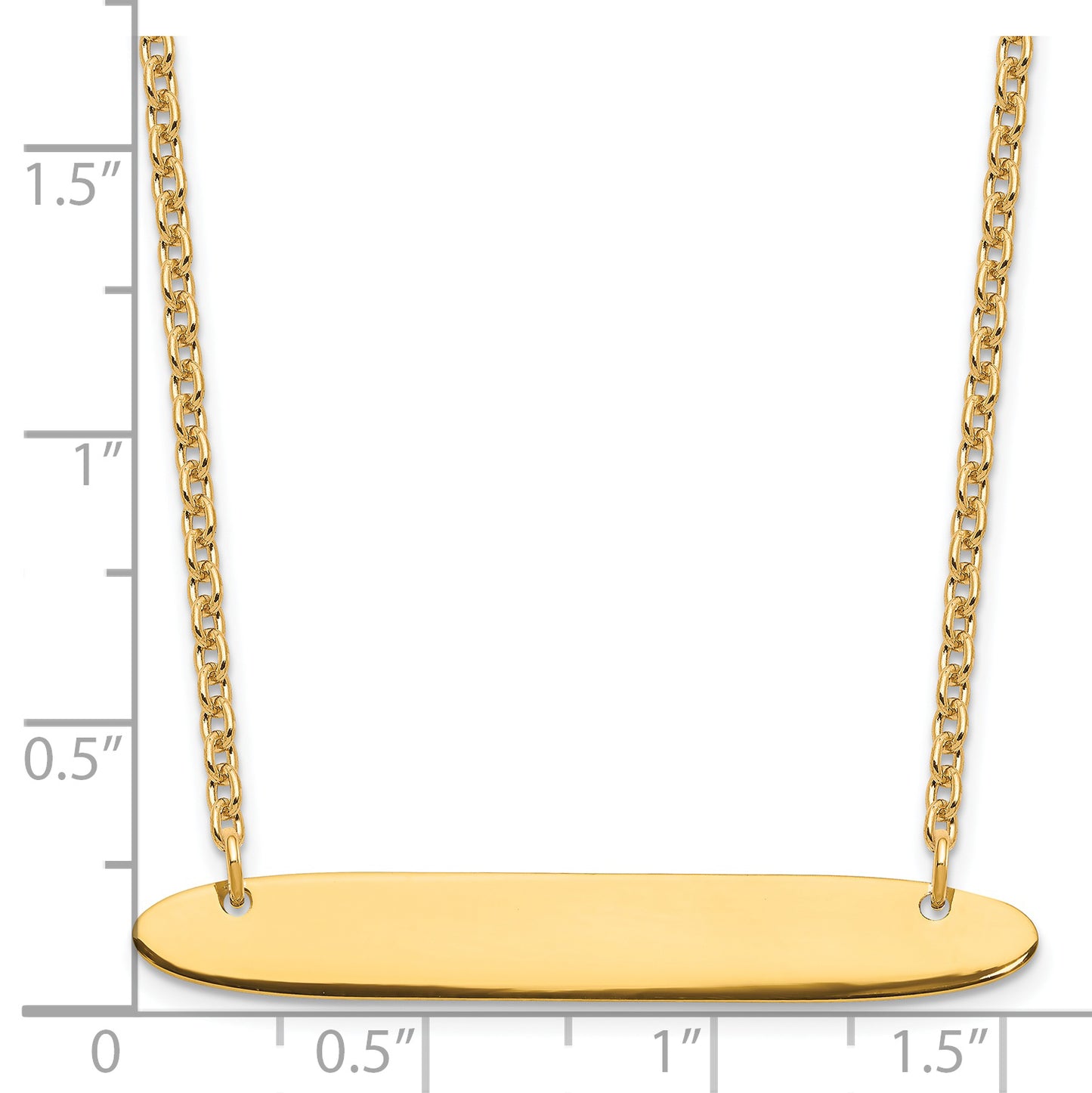 Sterling Silver Gold plated Medium Polished Oblong Blank Bar Necklace