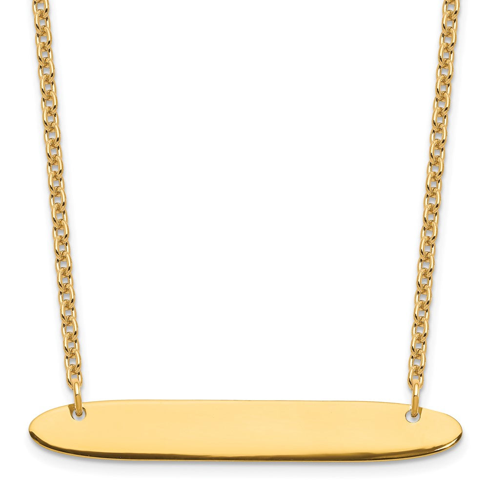 Sterling Silver Gold plated Medium Polished Oblong Blank Bar Necklace