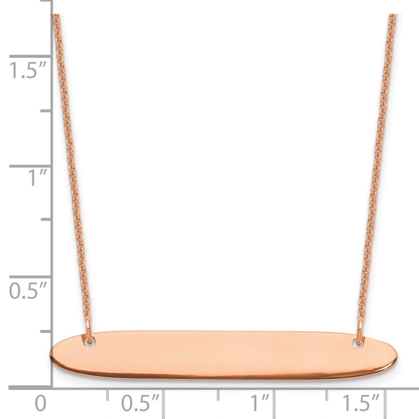 14k Rose Gold Medium Polished Oblong Blank Bar Necklace