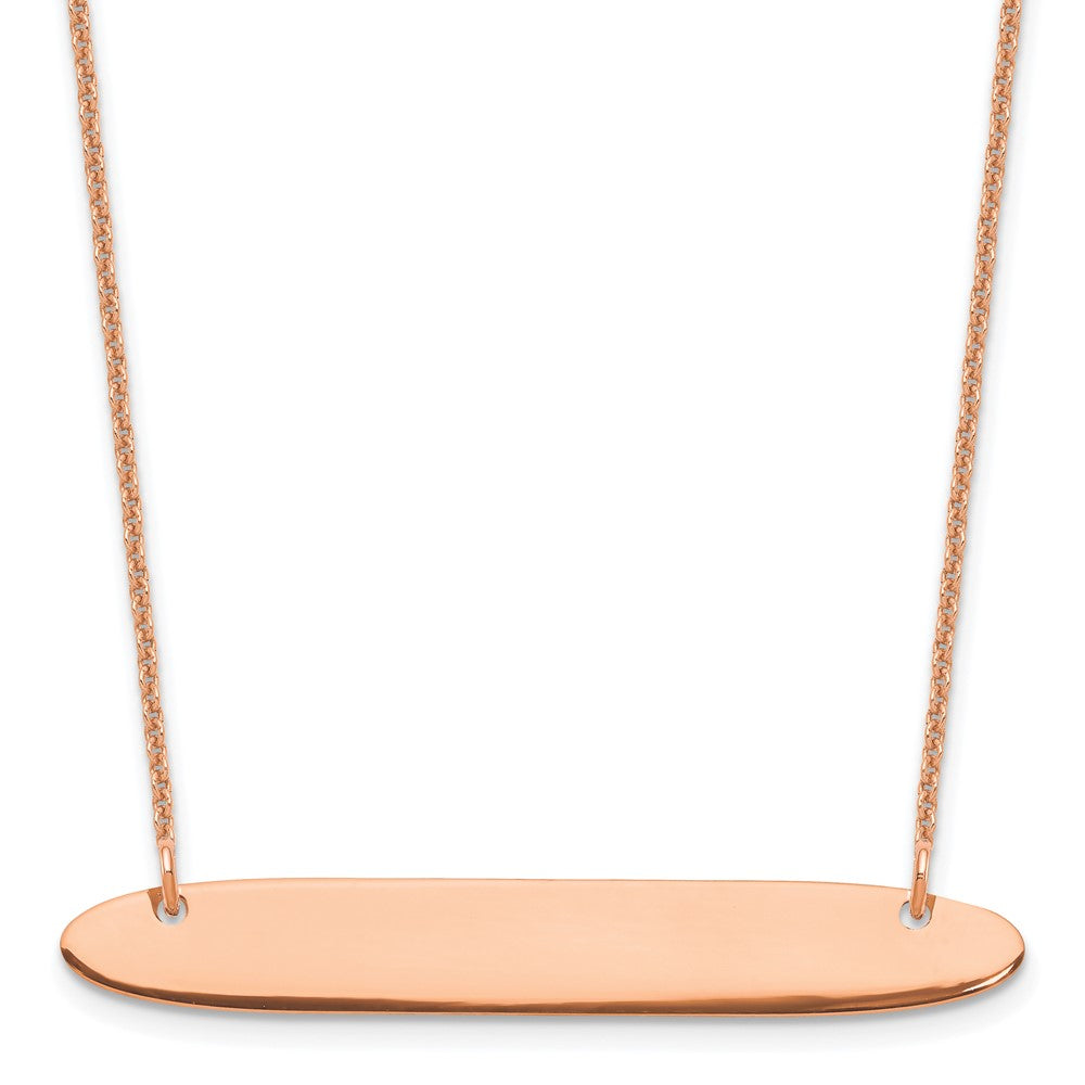 14k Rose Gold Medium Polished Oblong Blank Bar Necklace