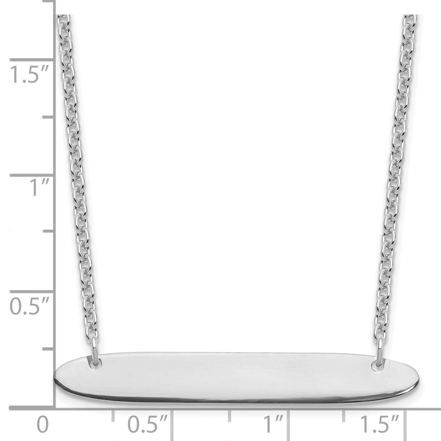 Sterling Silver Rhodium plated Medium Polished Oblong Blank Bar Necklace