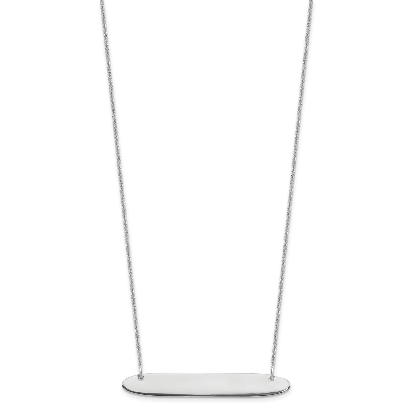 10K White Gold Medium Polished Oblong Blank Bar Necklace