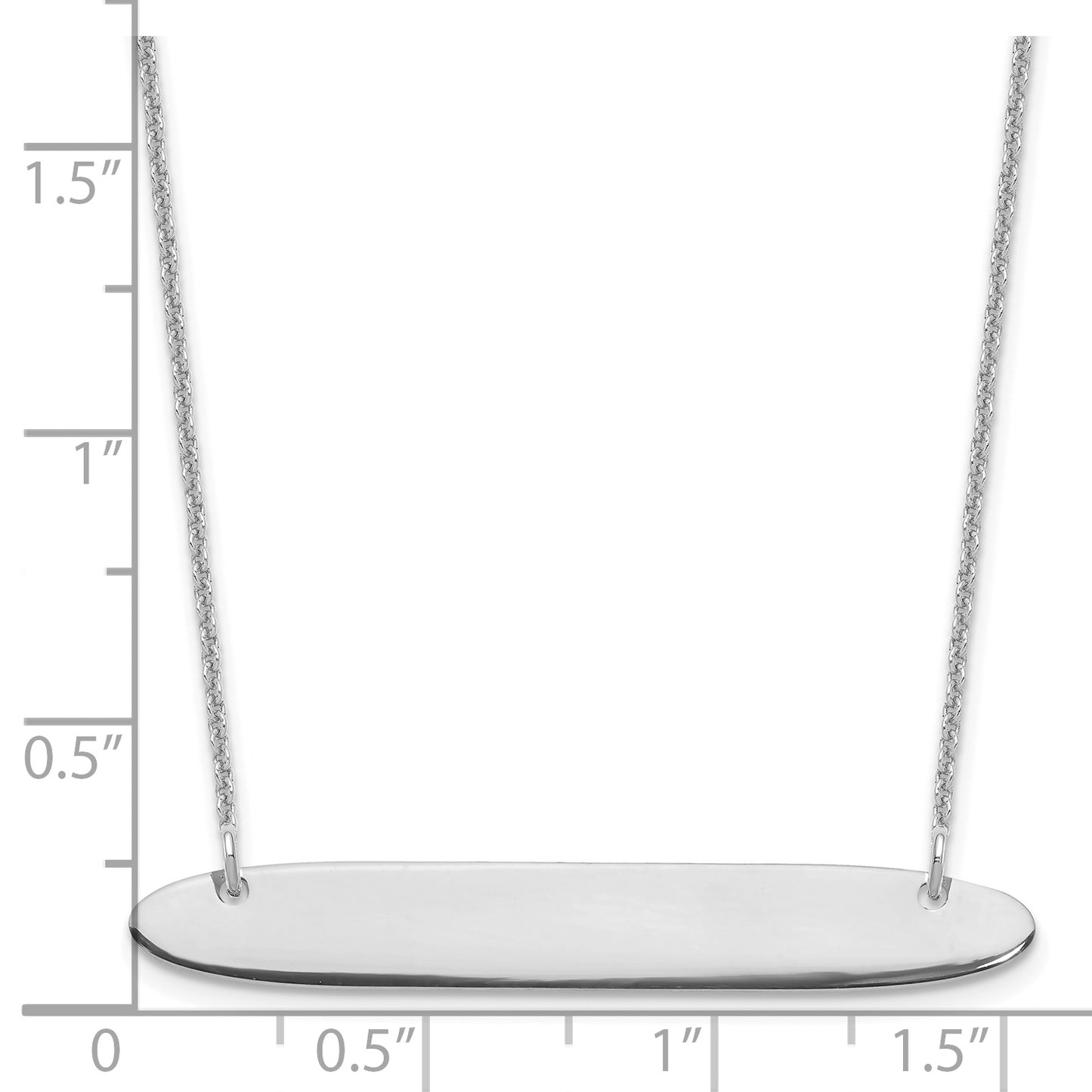 14K White Gold Medium Polished Oblong Blank Bar Necklace