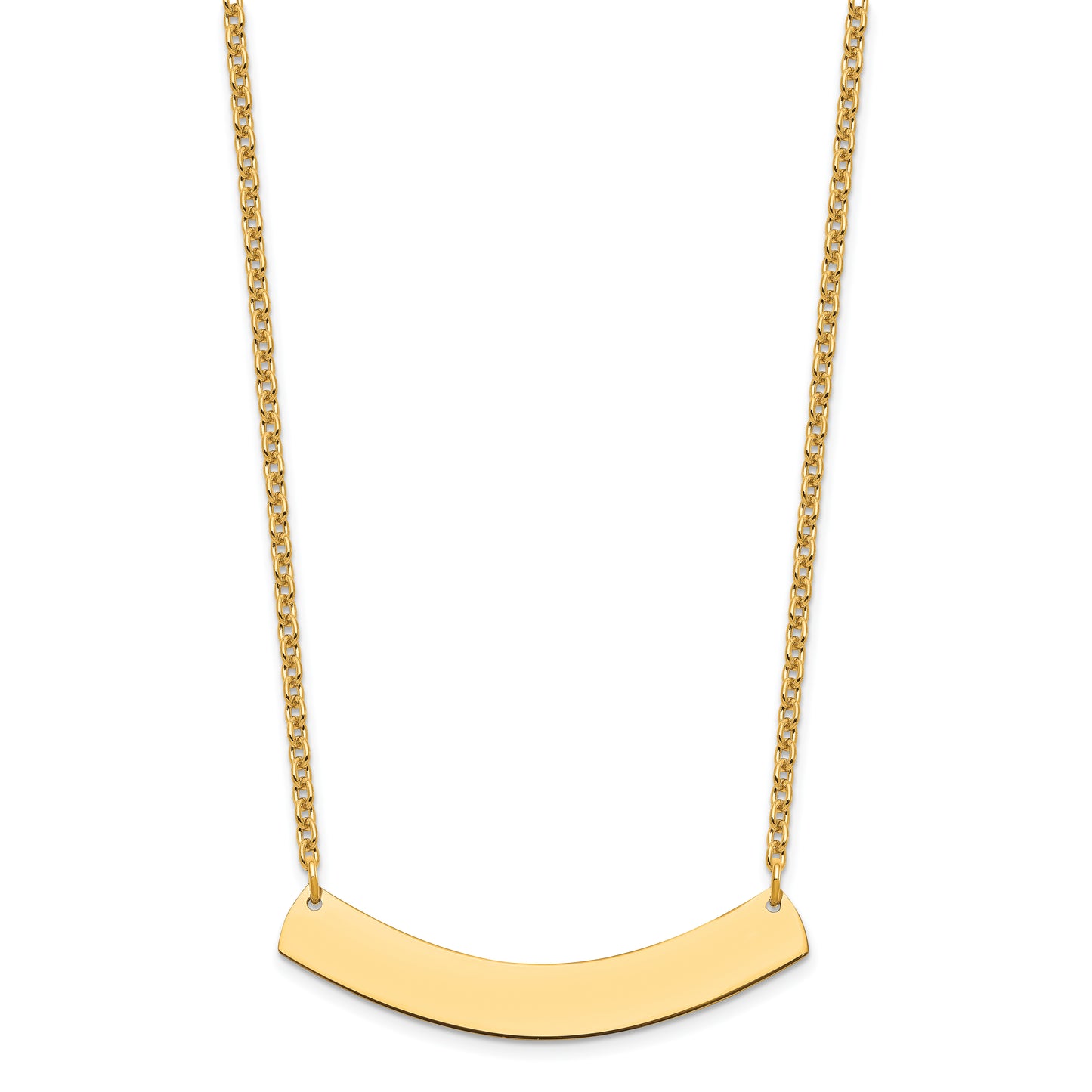 Sterling Silver Gold Plated Medium Polished Curved Blank Bar Necklace