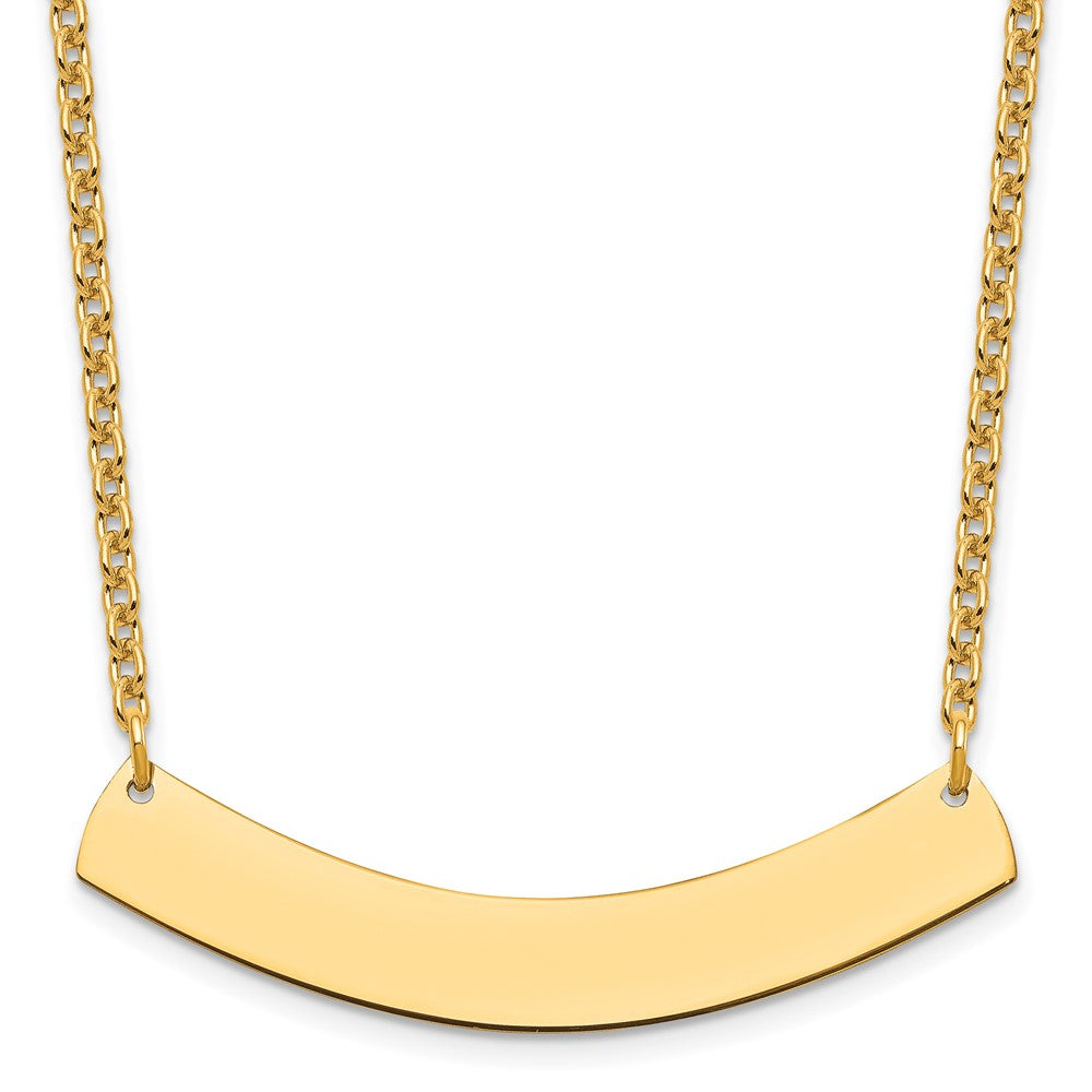 Sterling Silver Gold Plated Medium Polished Curved Blank Bar Necklace