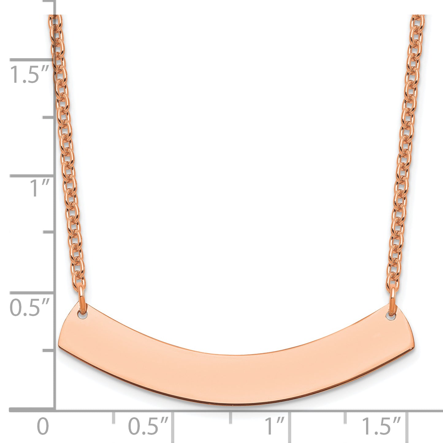 Sterling Silver Rose Gold plated Medium Polished Curved Blank Bar Necklace