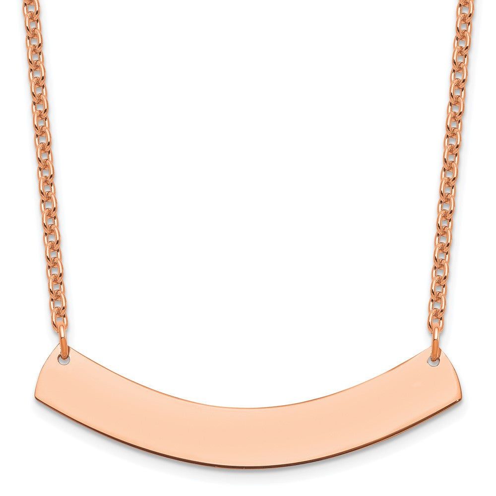 Sterling Silver Rose Gold plated Medium Polished Curved Blank Bar Necklace