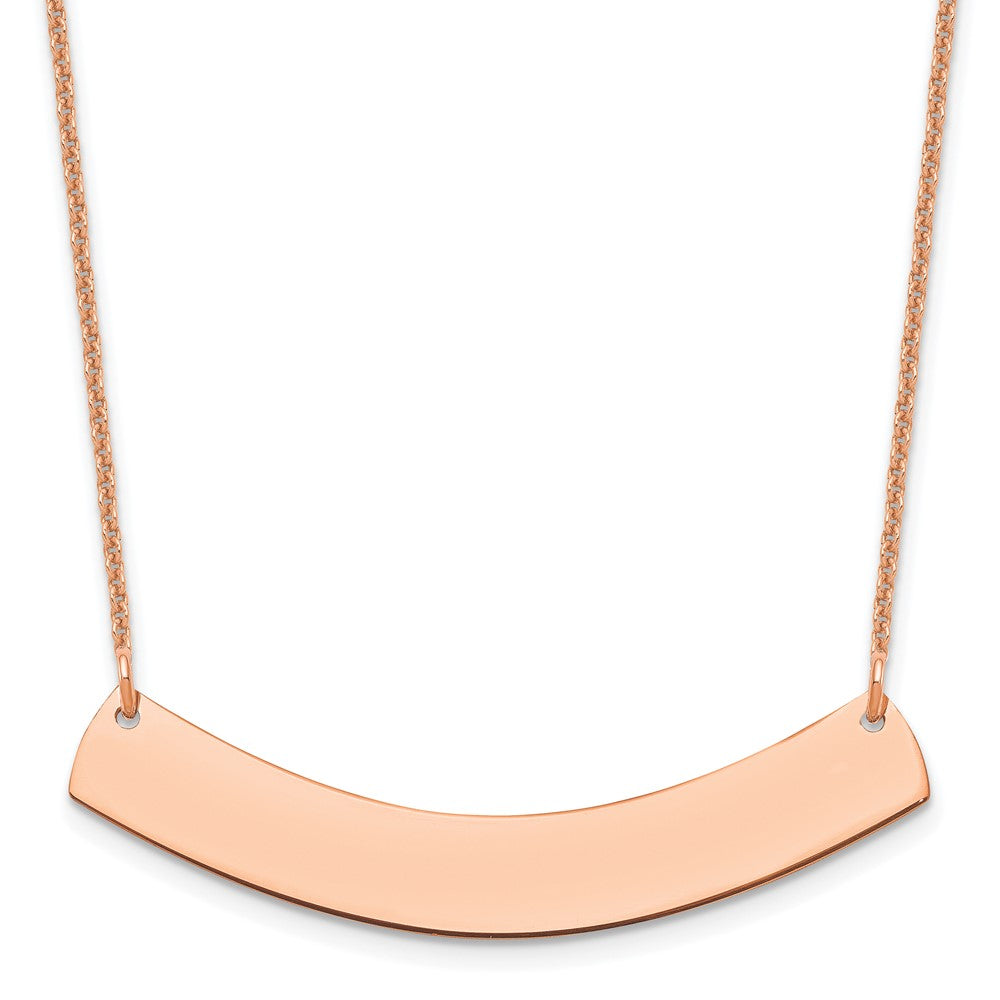 14K Rose Gold Medium Polished Curved Blank Bar Necklace