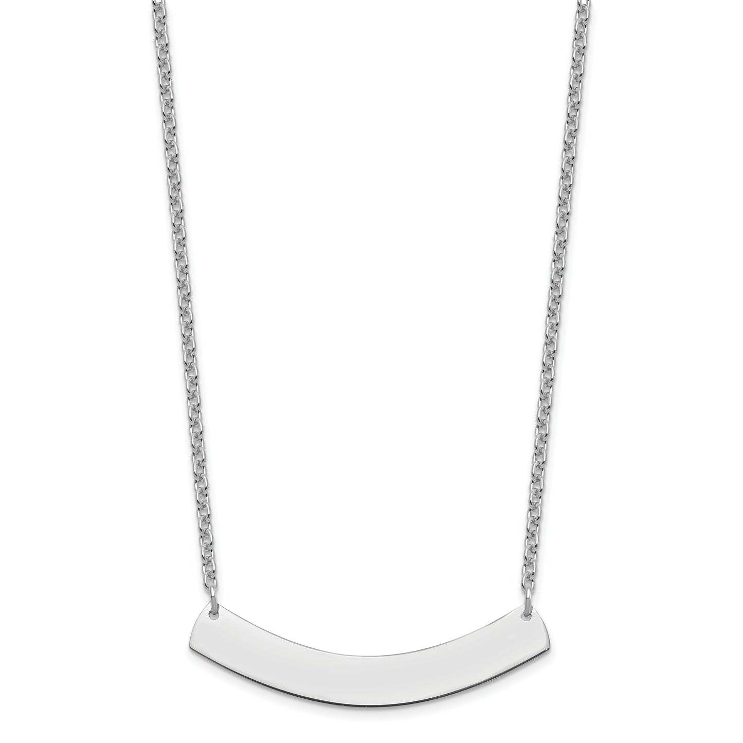 Sterling Silver Rhodium plated Medium Polished Curved Blank Bar Necklace