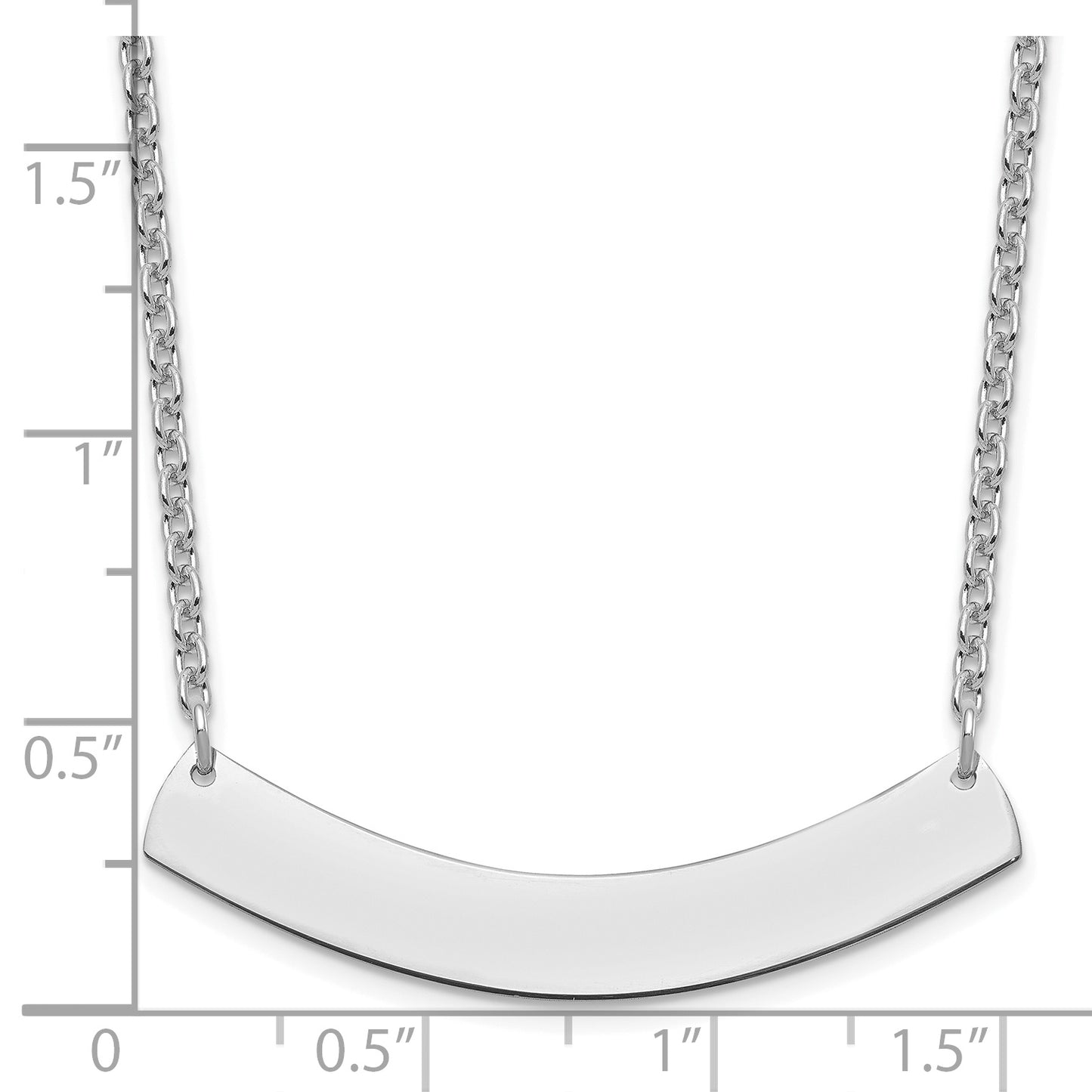 Sterling Silver Rhodium plated Medium Polished Curved Blank Bar Necklace