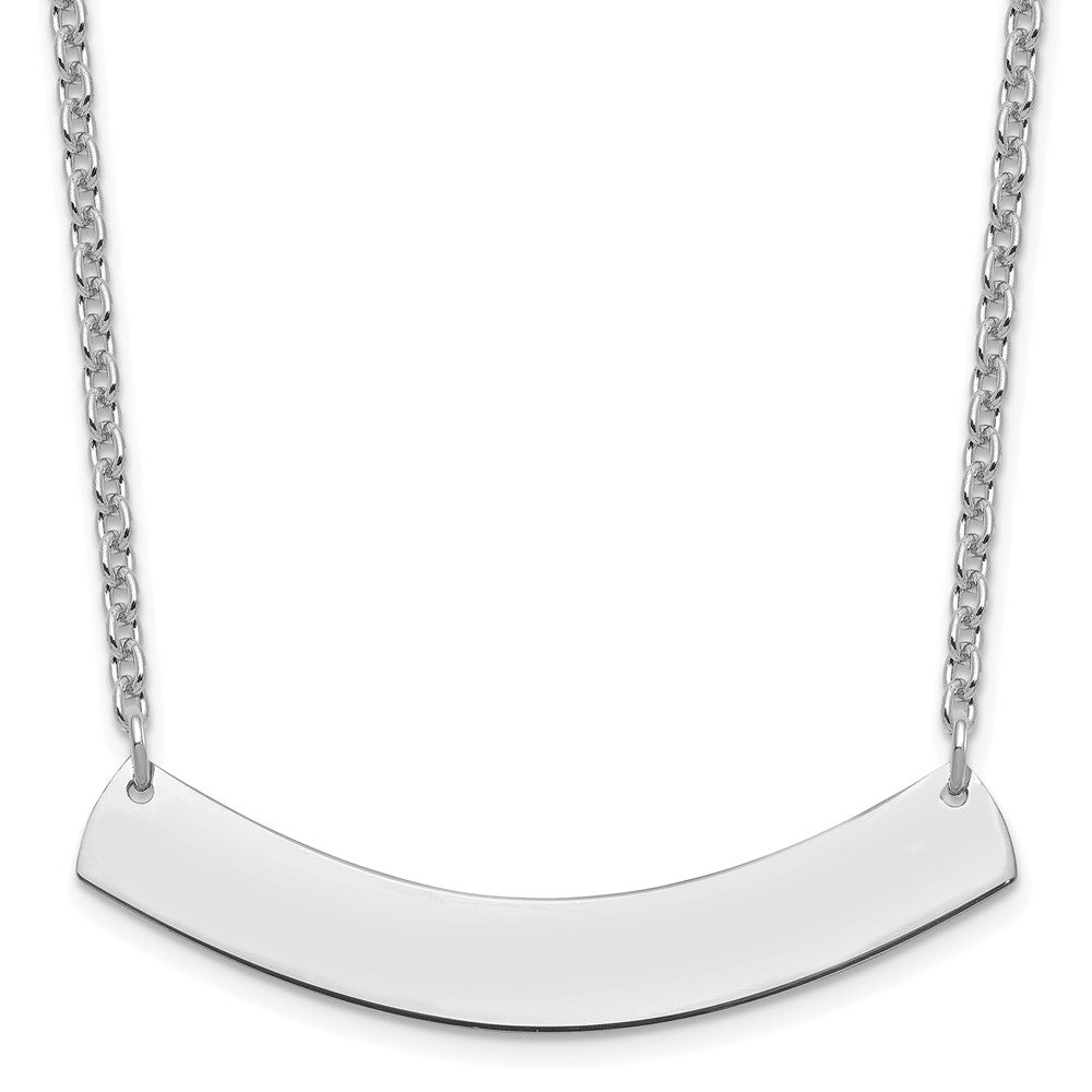 Sterling Silver Rhodium plated Medium Polished Curved Blank Bar Necklace