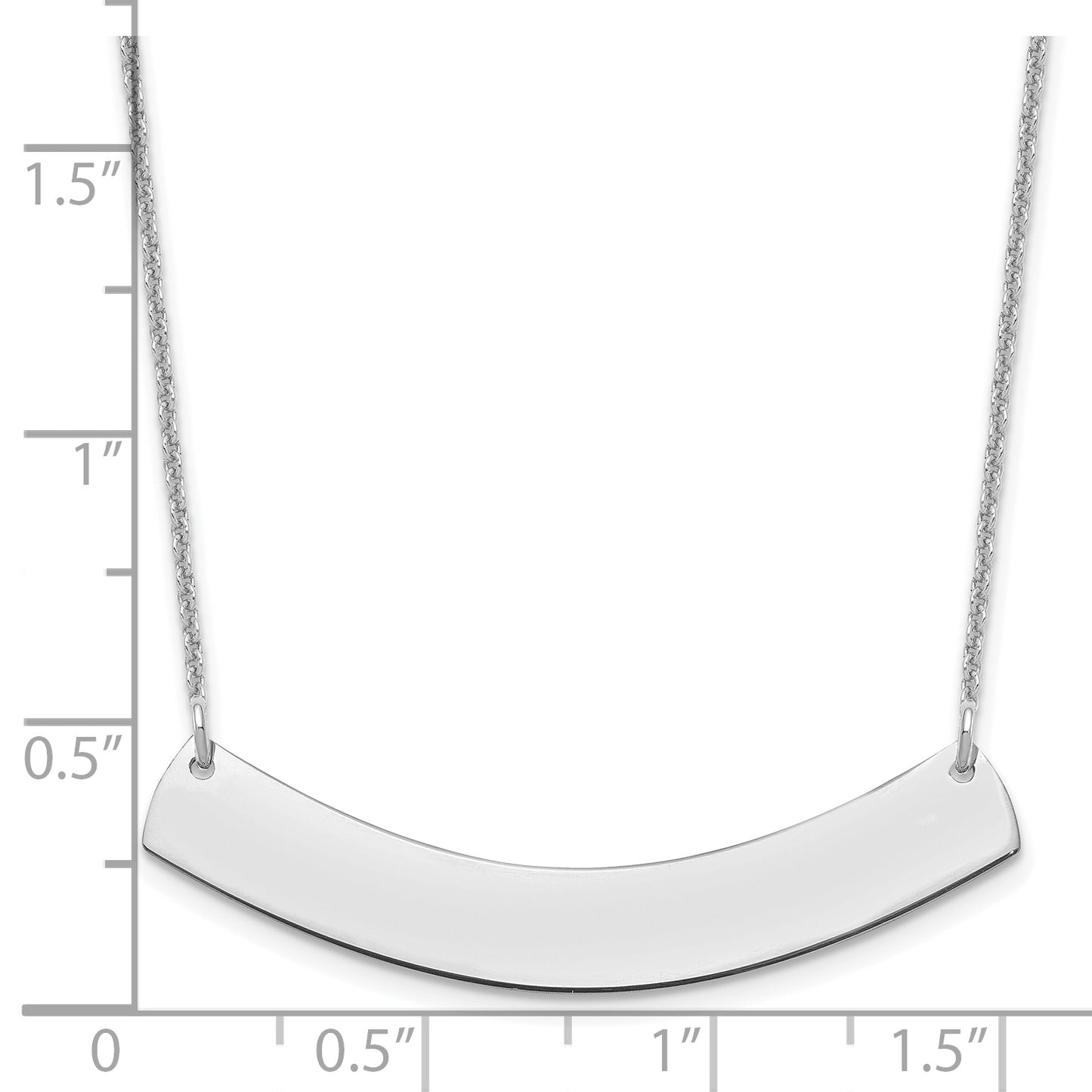 14K White Gold Medium Polished Curved Blank Bar Necklace