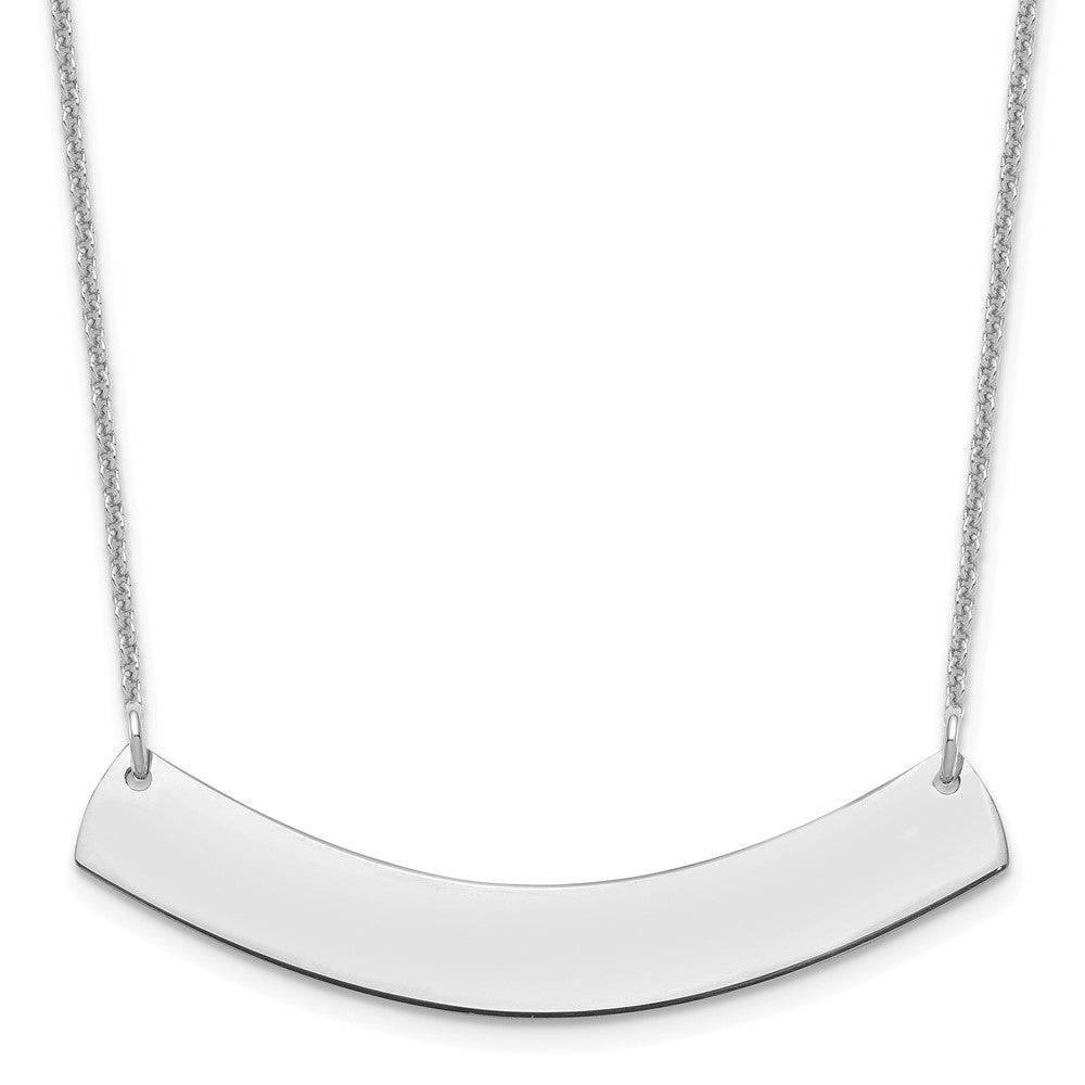 10K White Gold Medium Polished Curved Blank Bar Necklace