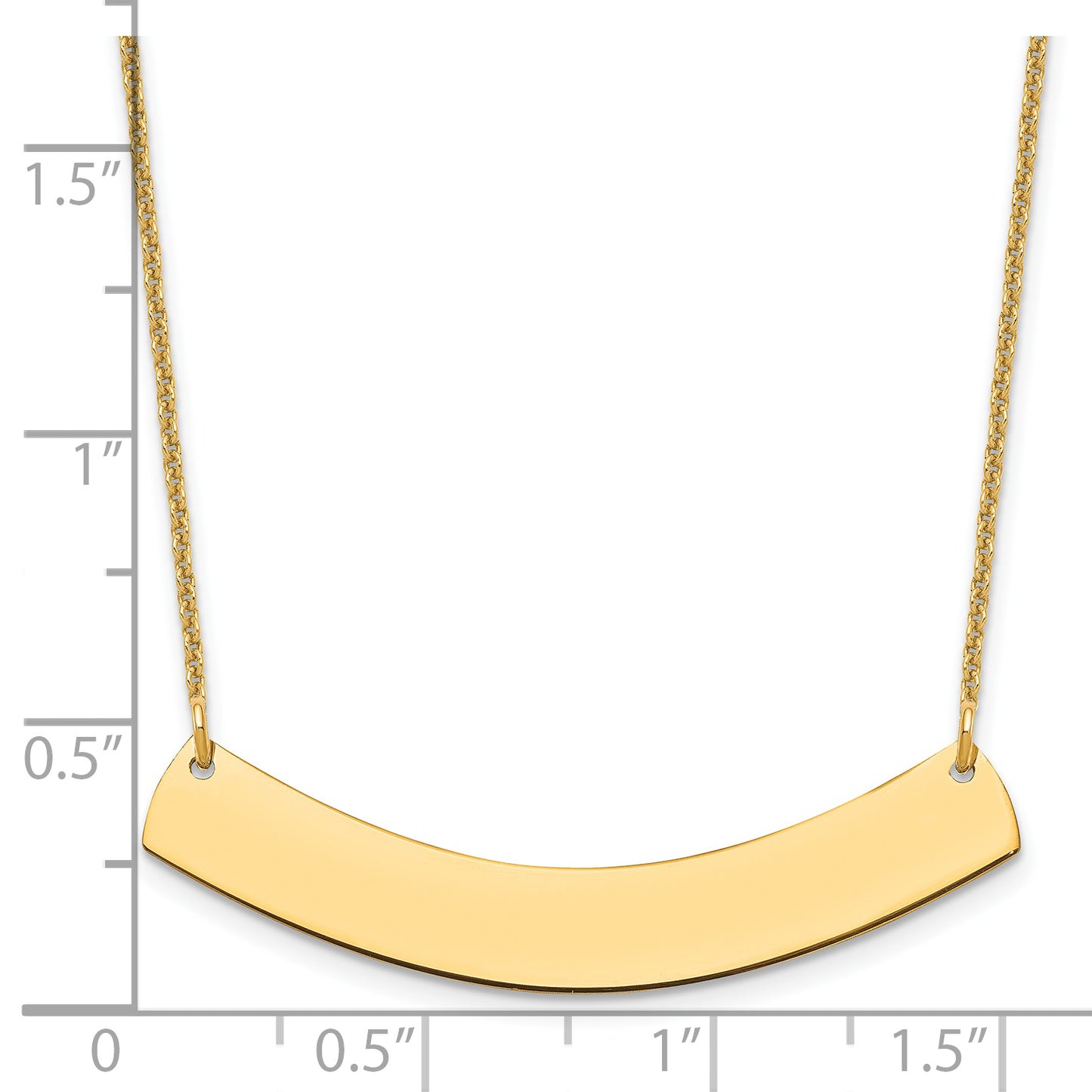14K Yellow Gold Medium Polished Curved Blank Bar Necklace