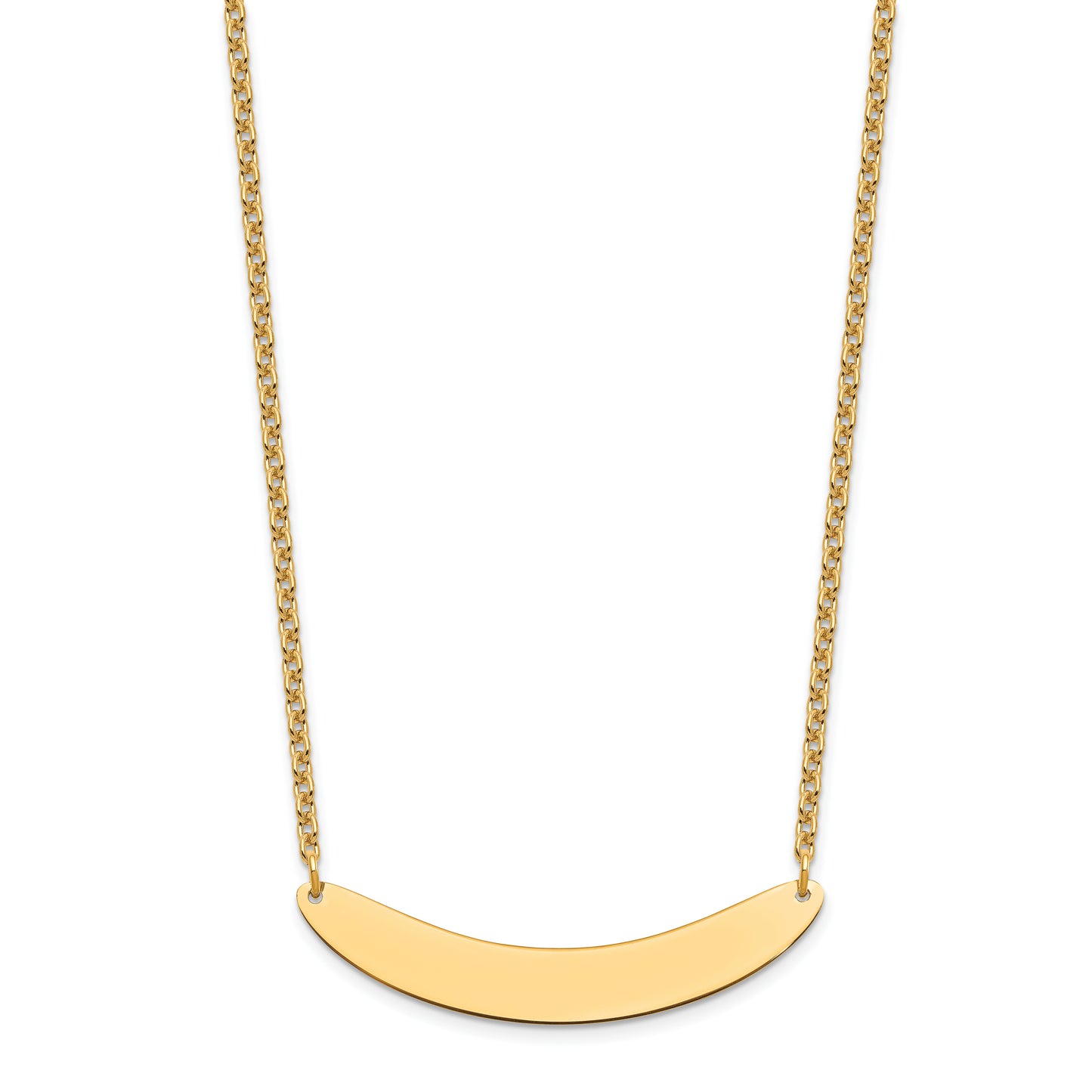 Sterling Silver Gold Plated Medium Polished Curved Blank Bar Necklace