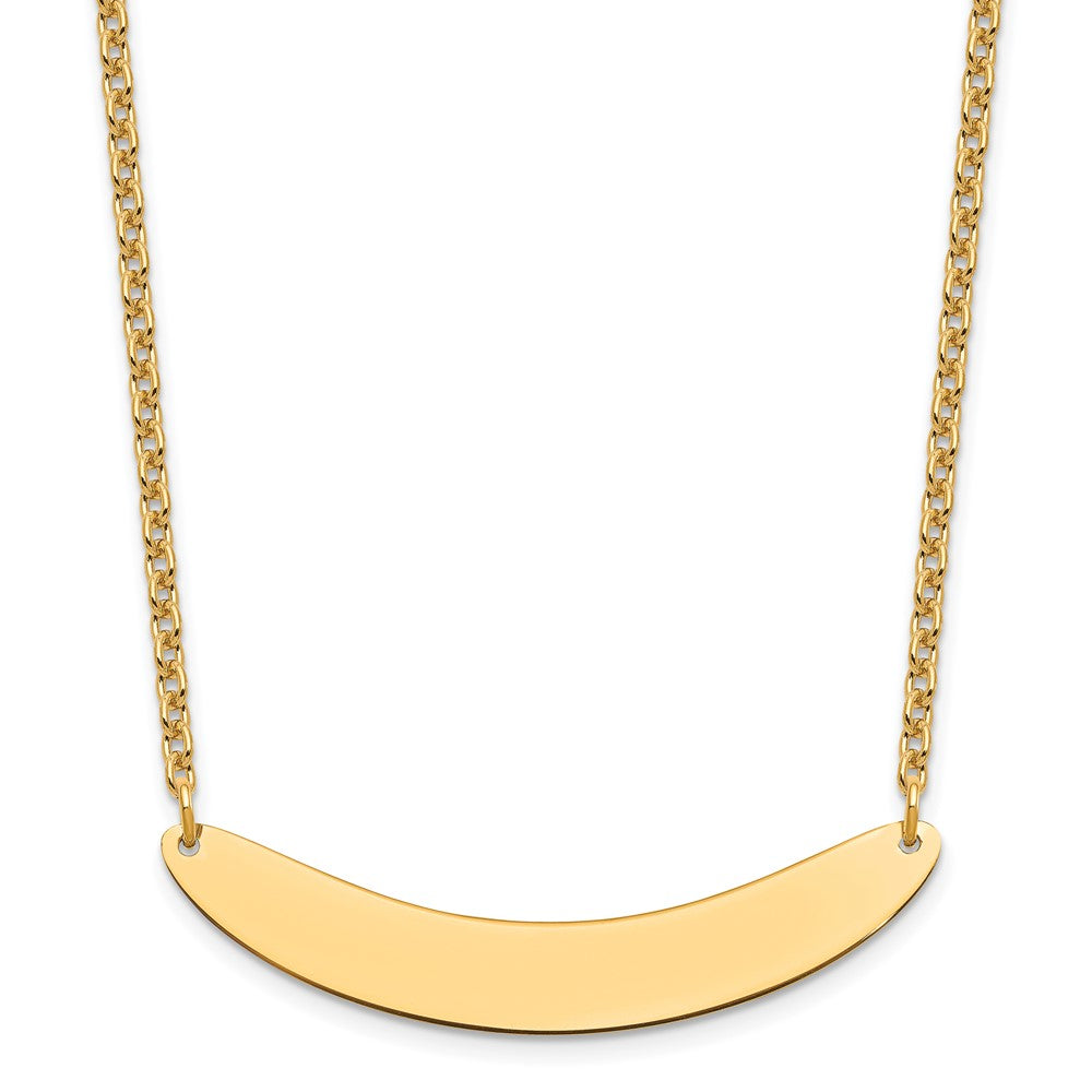 Sterling Silver Gold Plated Medium Polished Curved Blank Bar Necklace