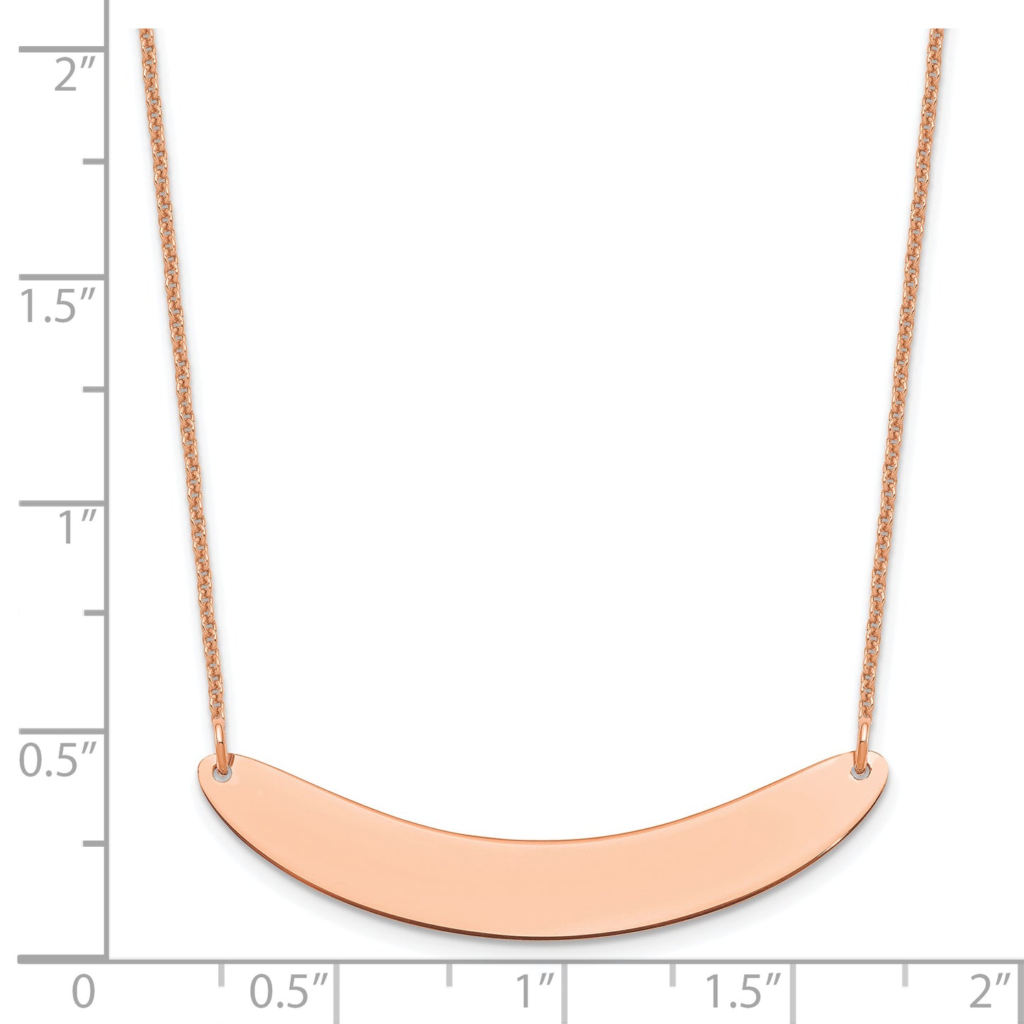 14K Rose Gold Medium Polished Curved Blank Bar Necklace