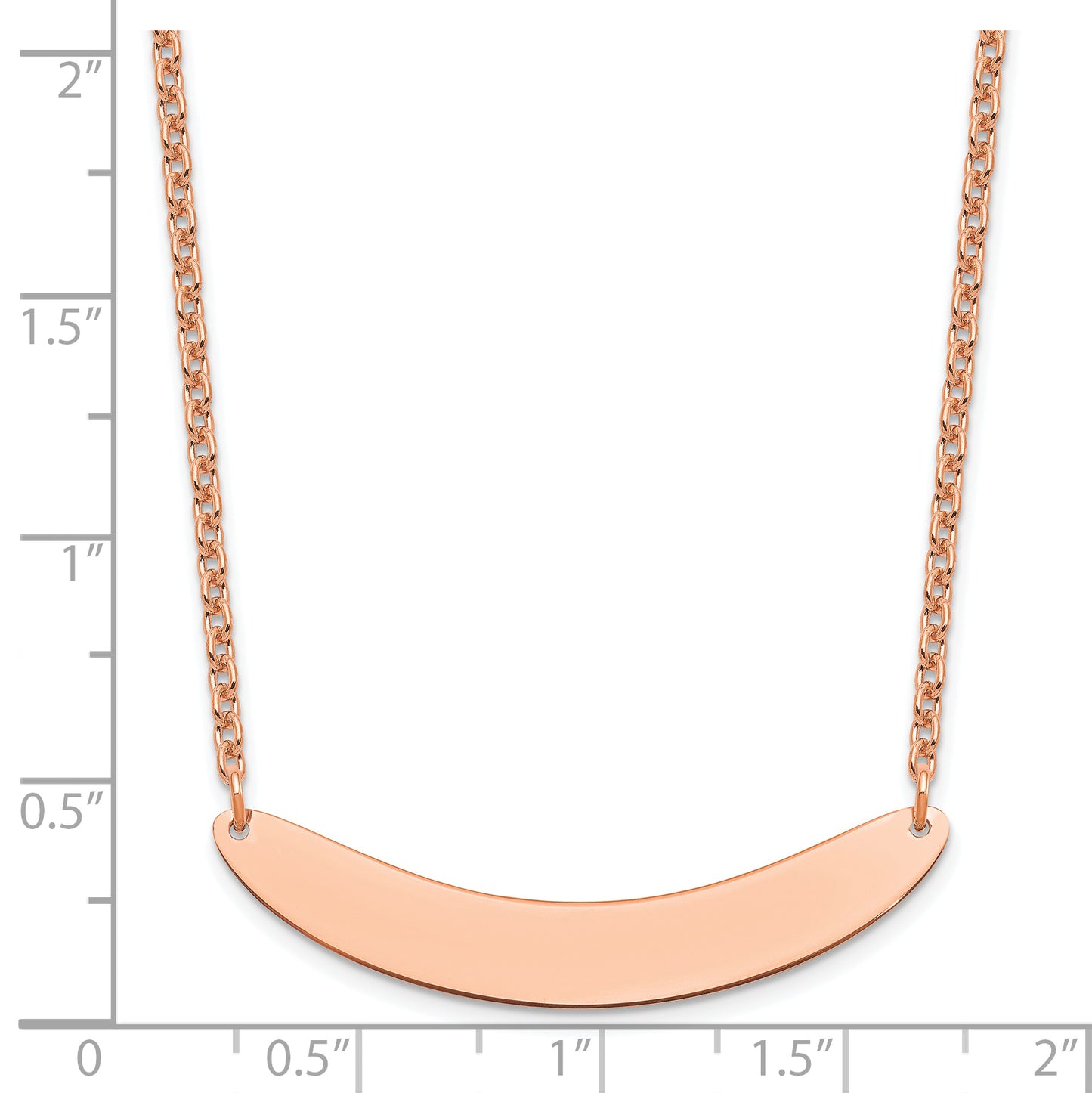 Sterling Silver Rose Gold plated Medium Polished Curved Blank Bar Necklace