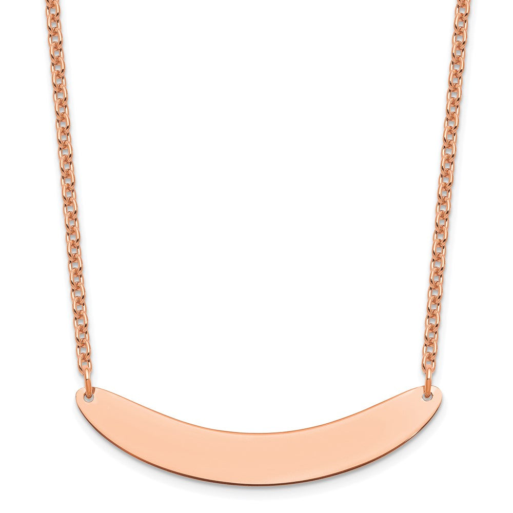 Sterling Silver Rose Gold plated Medium Polished Curved Blank Bar Necklace