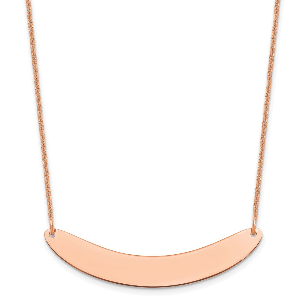 14K Rose Gold Medium Polished Curved Blank Bar Necklace