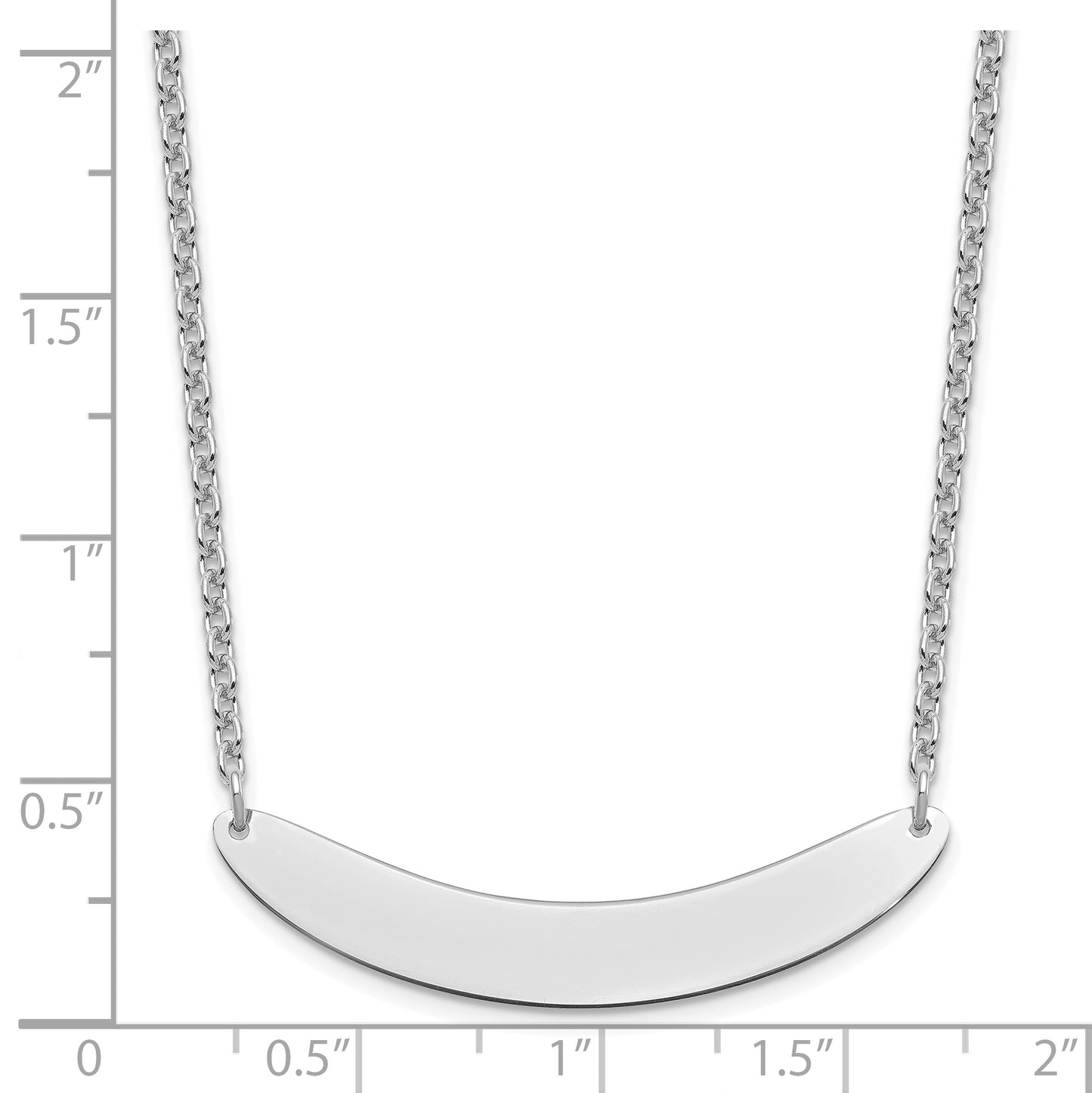 Sterling Silver Rhodium plated Medium Polished Curved Blank Bar Necklace