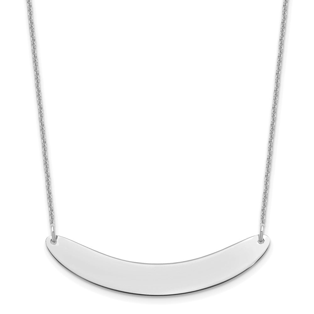 14K White Gold Medium Polished Curved Blank Bar Necklace