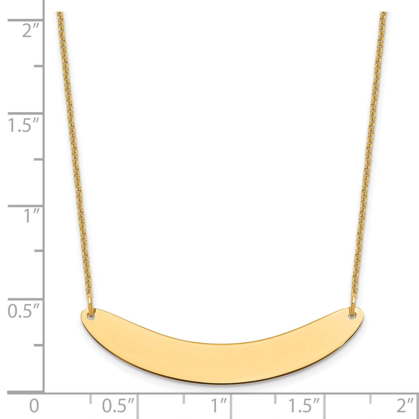 14K Yellow Gold Medium Polished Curved Blank Bar Necklace