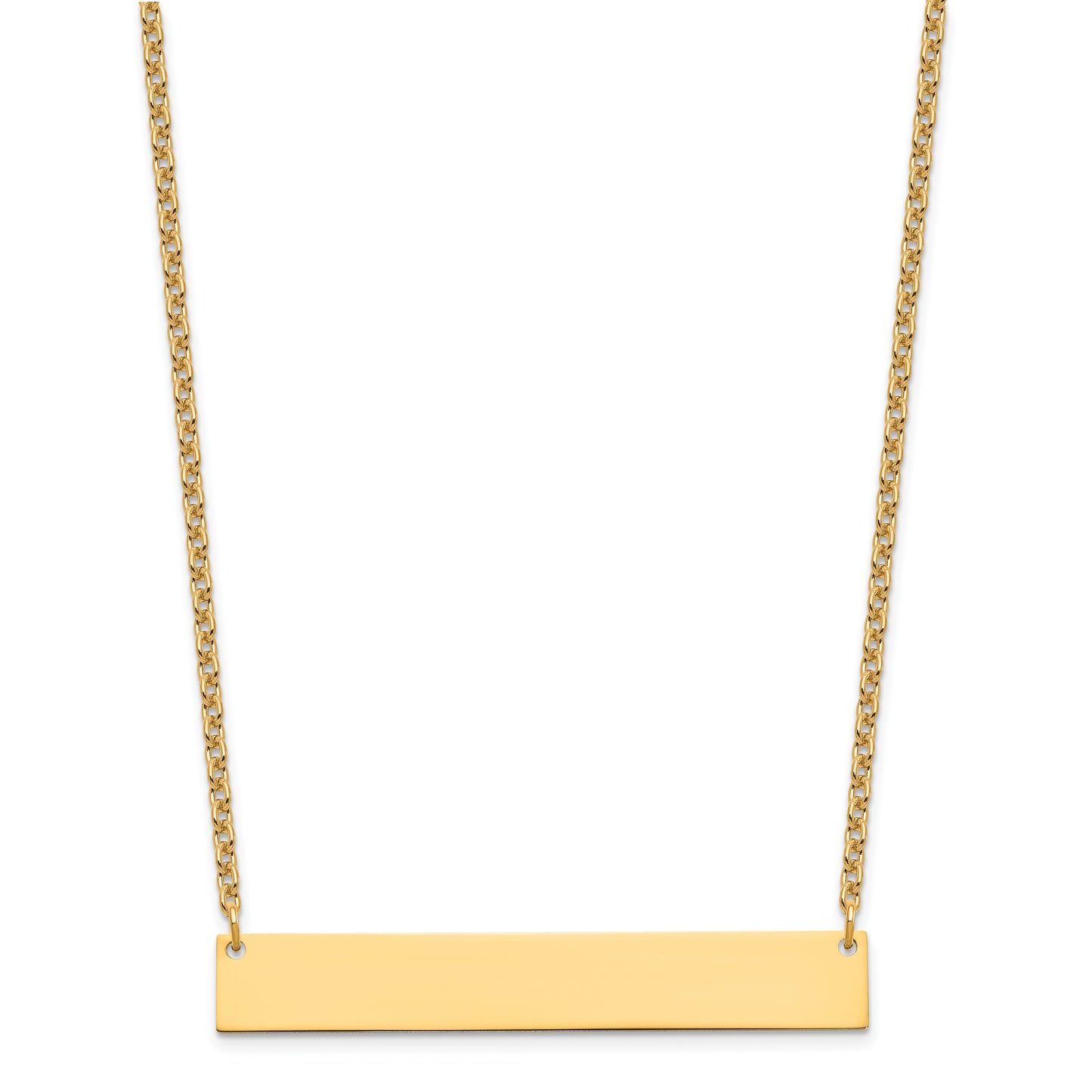 Sterling Silver Gold plated Large Polished Blank Bar Necklace