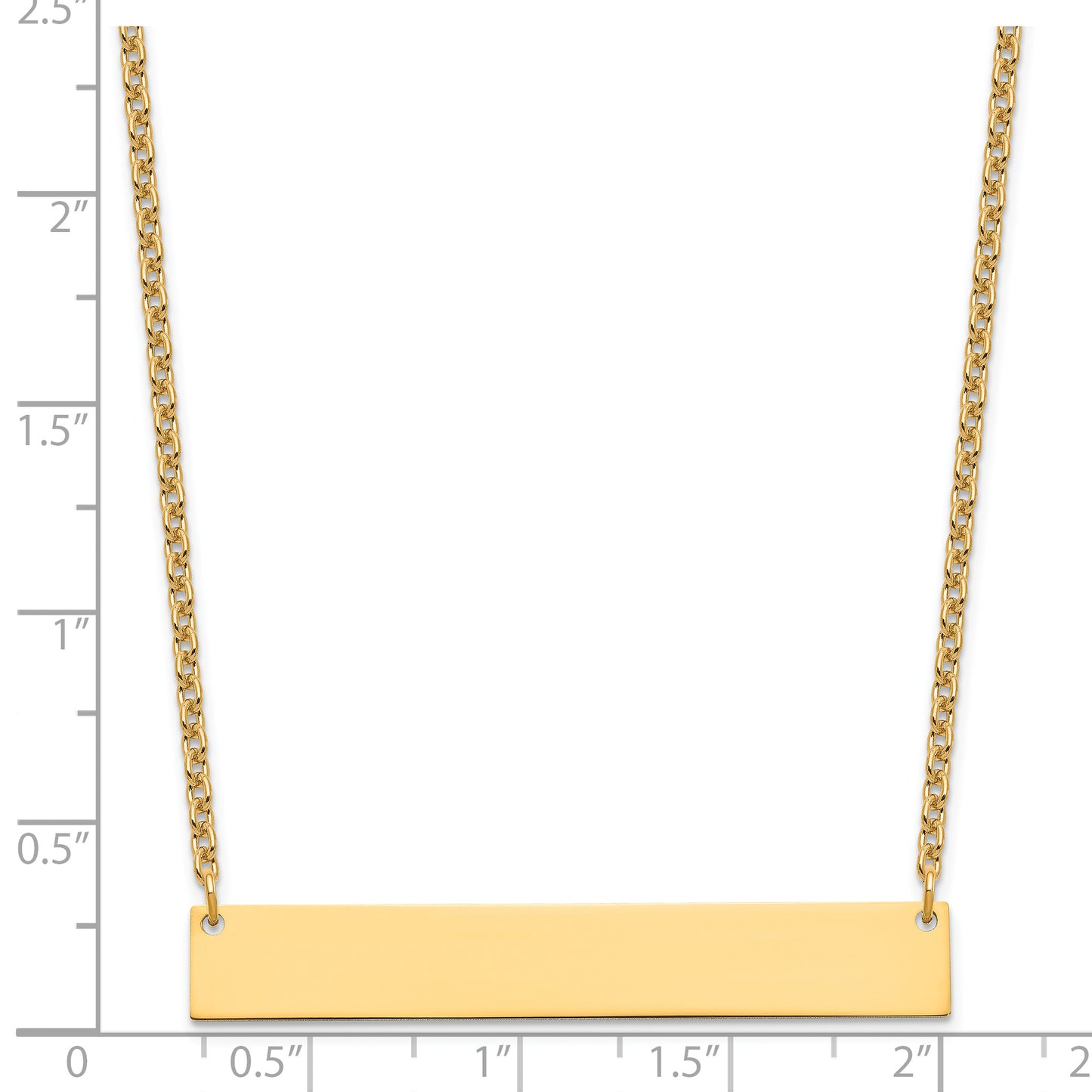 Sterling Silver Gold plated Large Polished Blank Bar Necklace