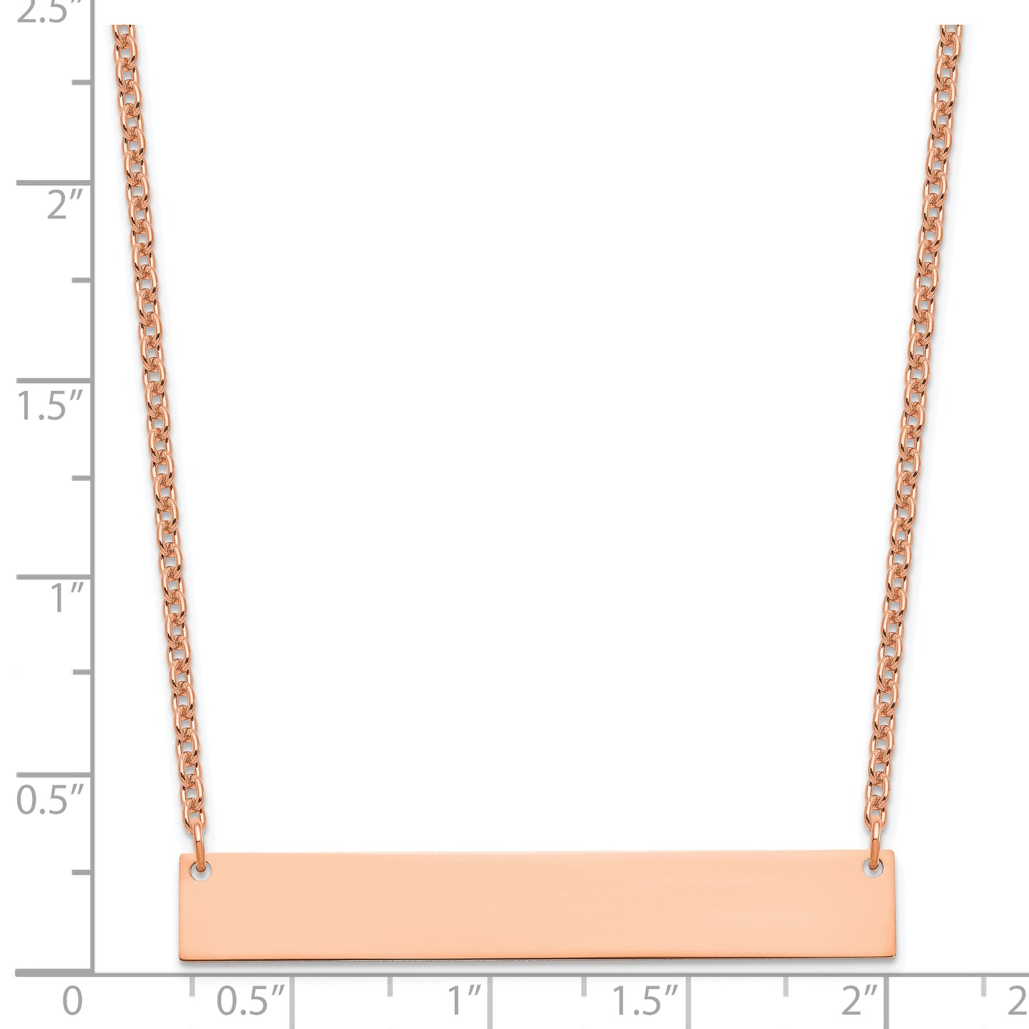 Sterling Silver Rose Gold plated Large Polished Blank Bar Necklace