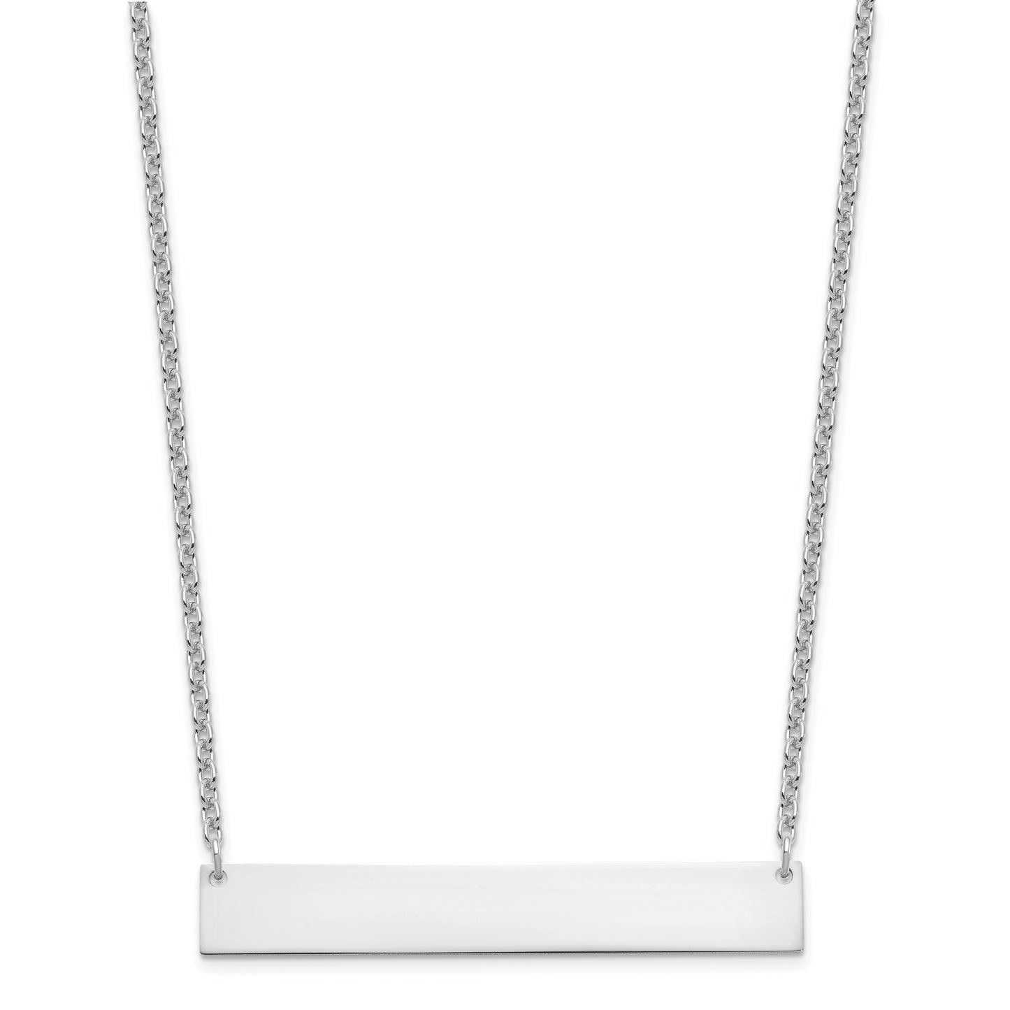 Sterling Silver Rhodium plated Large Polished Blank Bar Necklace