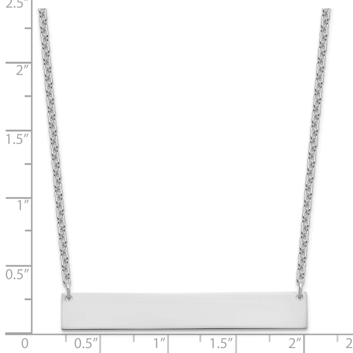 Sterling Silver Rhodium plated Large Polished Blank Bar Necklace