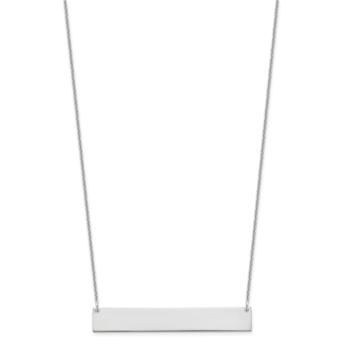 10K White Gold Large Polished Blank Bar Necklace