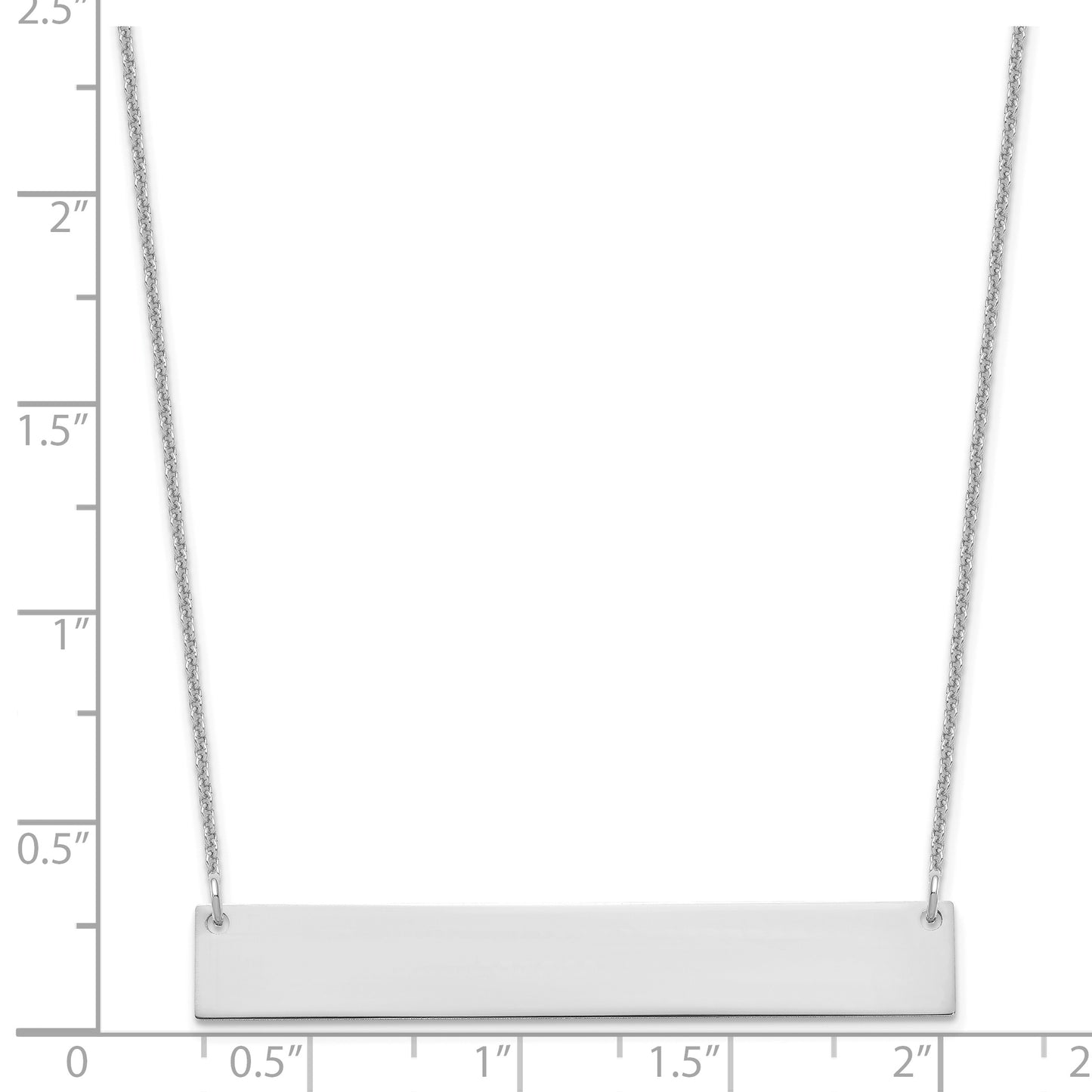 10K White Gold Large Polished Blank Bar Necklace