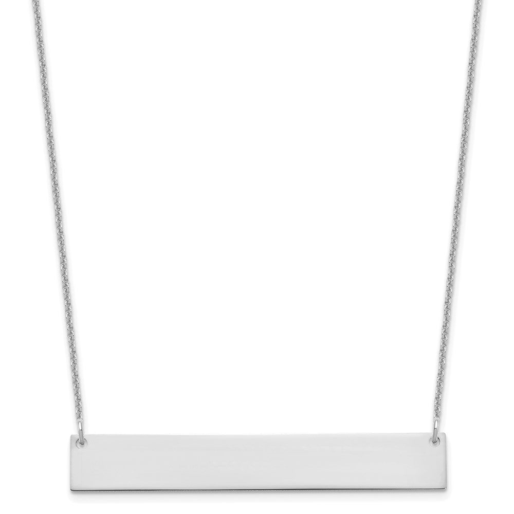10K White Gold Large Polished Blank Bar Necklace