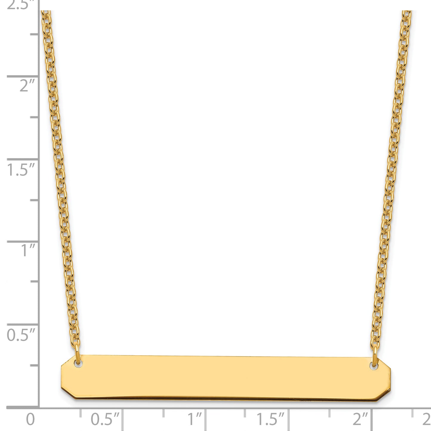 Sterling Silver Gold plated Large Polished Blank Bar Necklace