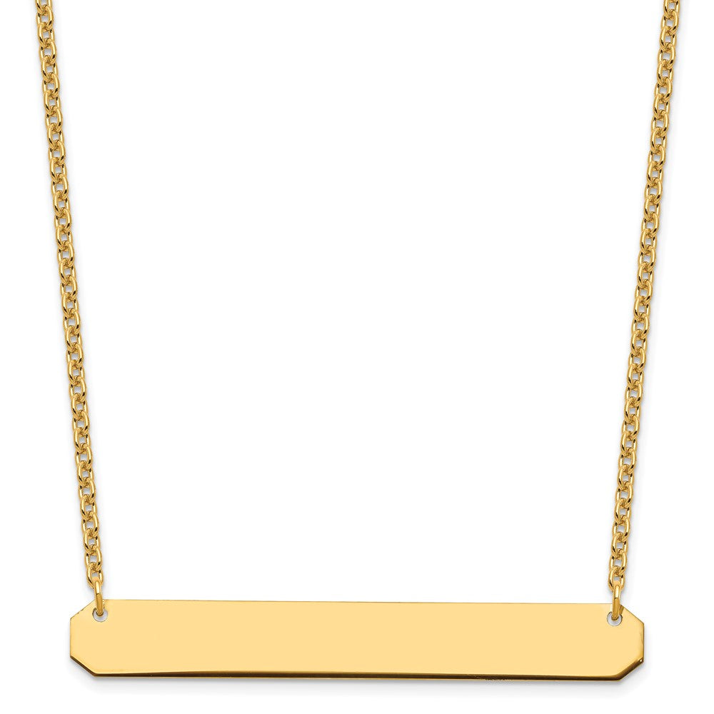 Sterling Silver Gold plated Large Polished Blank Bar Necklace