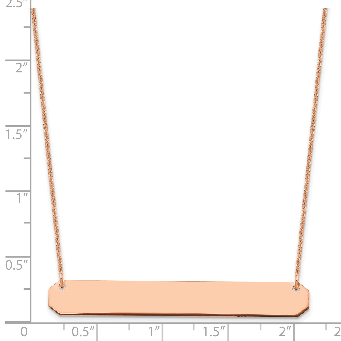14K Rose Gold Large Polished Blank Bar Necklace
