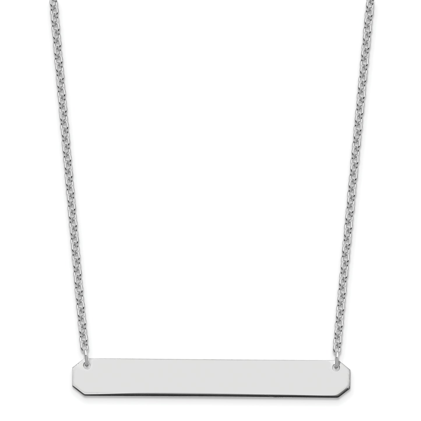 Sterling Silver Rhodium plated Large Polished Blank Bar Necklace