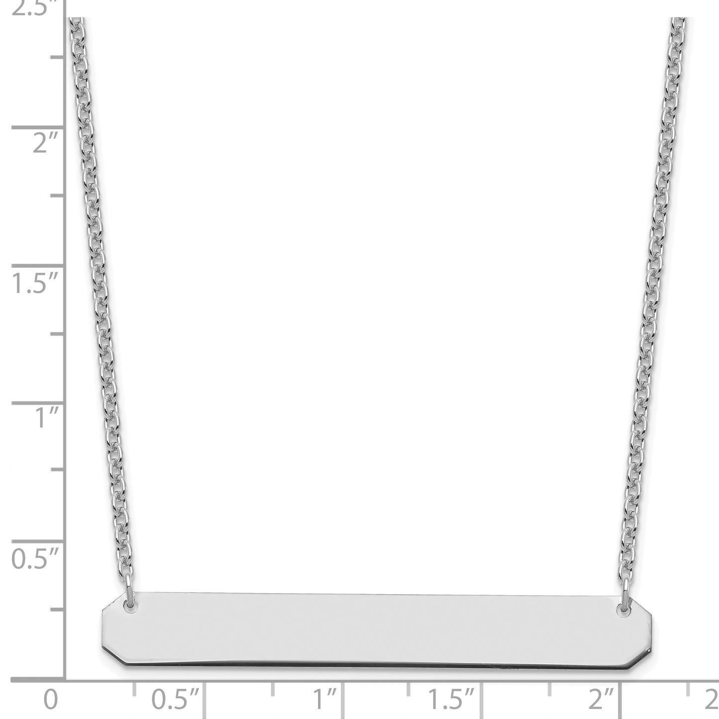 Sterling Silver Rhodium plated Large Polished Blank Bar Necklace