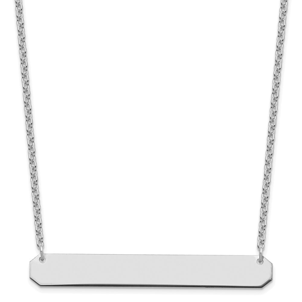Sterling Silver Rhodium plated Large Polished Blank Bar Necklace