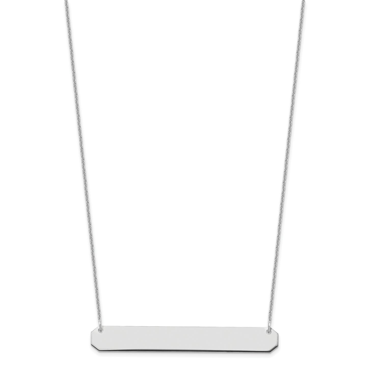10K White Gold Large Polished Blank Bar Necklace